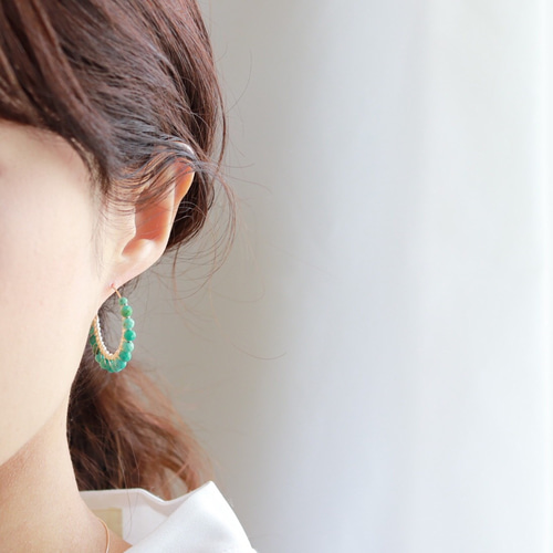 14kgf ターコイズ シングルフープピアス ピアス（フープ） MI.f