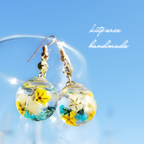 爽やか夏カラー♡ハーバリウムピアス♡イヤリング♡ ピアス（その他 