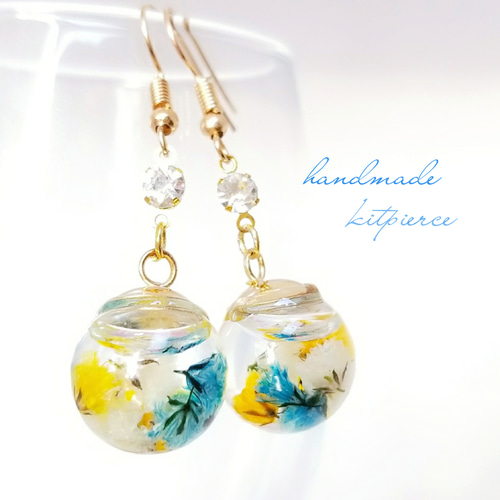 爽やか夏カラー♡ハーバリウムピアス♡イヤリング♡ ピアス（その他 