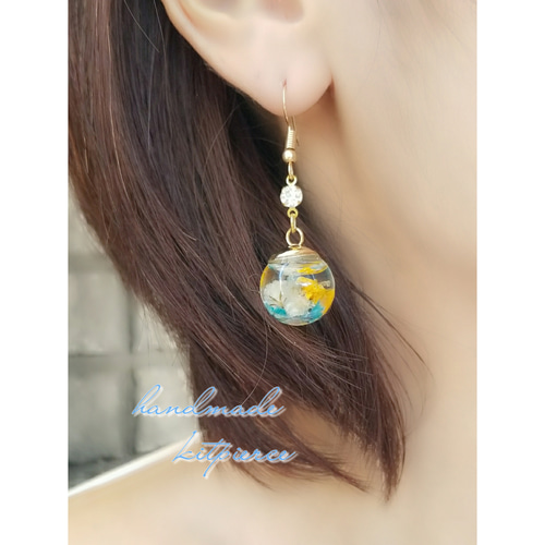 爽やか夏カラー♡ハーバリウムピアス♡イヤリング♡ ピアス（その他 