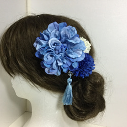 髪飾り タッセルセット　ブルー　成人式　結婚式　浴衣　花火大会　　 3枚目の画像