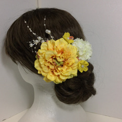 髪飾り つまみ飾りセット　黄色　成人式　結婚式　浴衣　花火大会　　 1枚目の画像