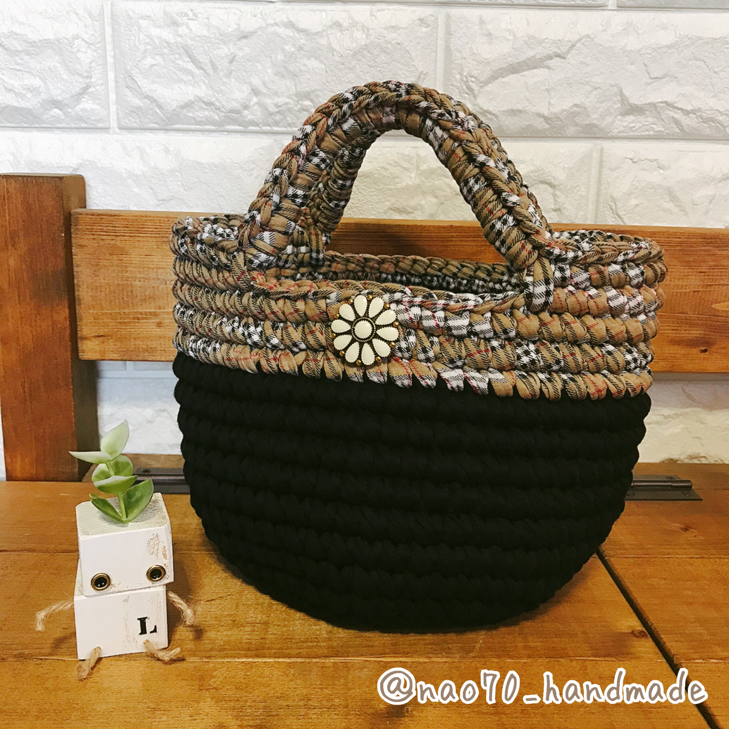 マルシェバッグ ☆ かごバッグ ブラック チェック バーバリー ロシア