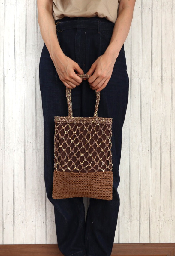 ちょっとそこまでバッグ（茶×茶） かごバッグ momo ＊ tan 通販  