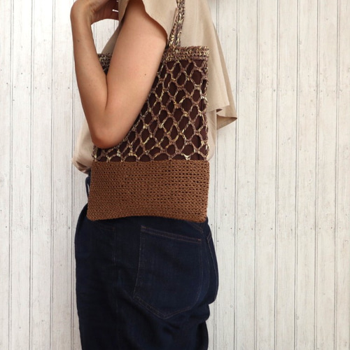 ちょっとそこまでバッグ（茶×茶） かごバッグ momo ＊ tan 通販  