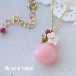 ピンクオパールと桜シェルのプチネックレス 4枚目の画像