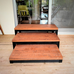 広面　３段踏板　段差解消　ステップ　ディスプレイ台　ラック　花台 　踏み台　奥行き約40ｃｍ 6枚目の画像