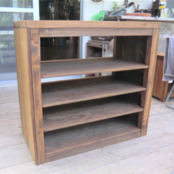 ハンドメイド家具98 濃いブラウンの天板なしオープンラック オーダー