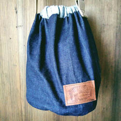 Selvedge Denim 'KINCHAKU' Shoulder Bag 耳付きデニム 巾着ショルダーバッグ ビンテ 2枚目の画像