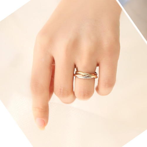 K14受注製作】ゴージャス三連ゴールドK14リング 指輪・リング