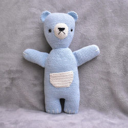 編みぐるみ 白いマフラーのくまさん レース糸 模様編み 小さな贈り物
