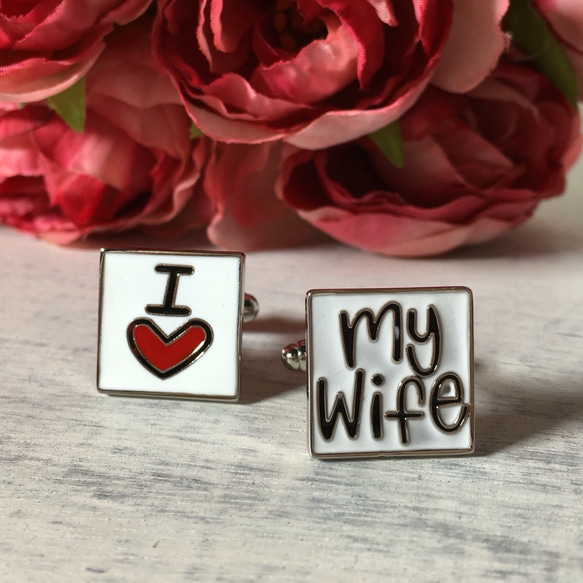 再入荷【IMPORT】結婚式　I♡　My Wife カフス 1枚目の画像