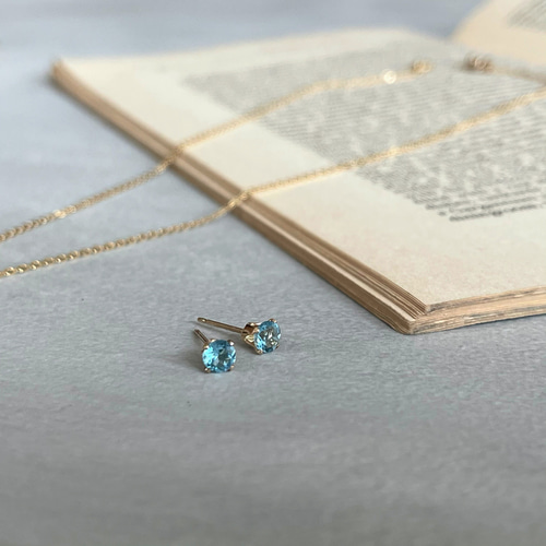 スイスブルートパーズ AAA ひと粒 4mm 14kgfピアス/イヤリング ピアス