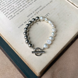 Ball bracelet  silver  淡水パール 2枚目の画像