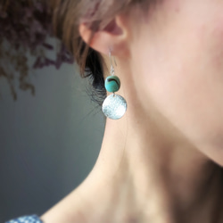 ドイツ製ターコイズブルー＊シルバー  /シンプルピアスorイヤリング 4枚目の画像