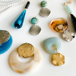 ドイツ製ターコイズブルー＊シルバー  /シンプルピアスorイヤリング 5枚目の画像