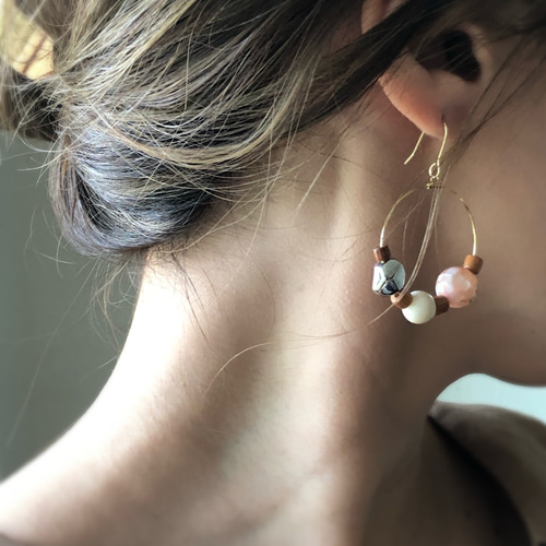 シェルピンク フープ ピアス/イヤリング ピアス（フープ） and story