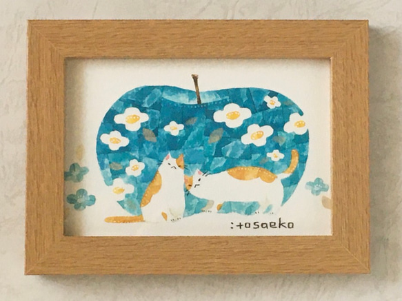 絵画「林檎とネコ22」 2枚目の画像