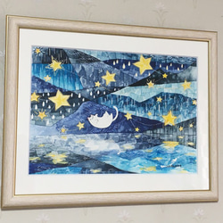 絵画「雨と星と一緒に浮かぶ」 2枚目の画像