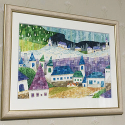 絵画「雨の街にいるネコ」 2枚目の画像
