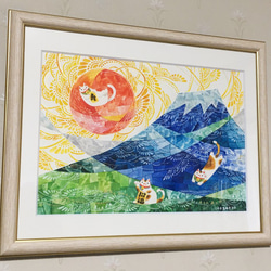 絵画「富士山と3匹の招きネコ」 2枚目の画像