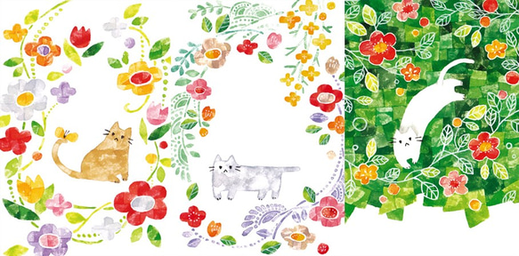 「植物とネコ」ポストカードセット(10枚入り) 2枚目の画像