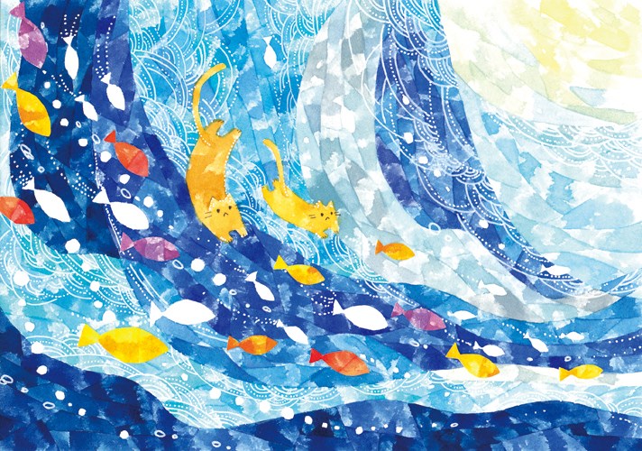 絵画「海とネコ」 絵画 伊藤彩恵子 通販 1963798｜Creema(クリーマ)
