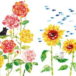 「花とネコ」ポストカードセット(7枚入り) 2枚目の画像