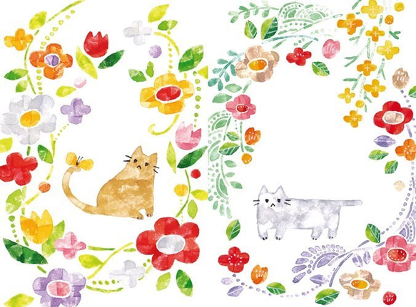 「花とネコ」ポストカードセット(7枚入り) 3枚目の画像