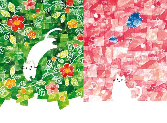 「花とネコ」ポストカードセット(7枚入り) 4枚目の画像