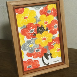 絵画「花の中のネコ」 4枚目の画像