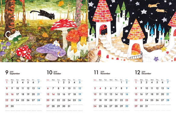 水彩ネコ2019年カレンダー 4枚目の画像
