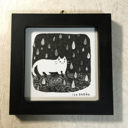 ペン画05「雨の中のネコ」 1枚目の画像