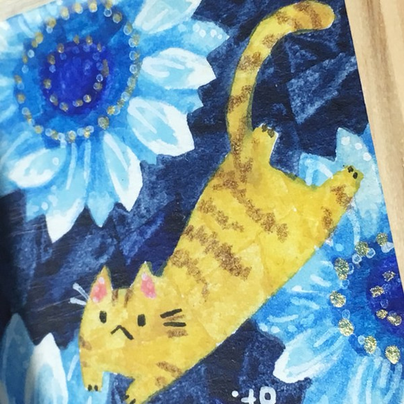 ミニ額入り原画「花とネコ9」 2枚目の画像