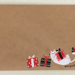 「クリスマスのネコ」手描き封筒セット4 2枚目の画像