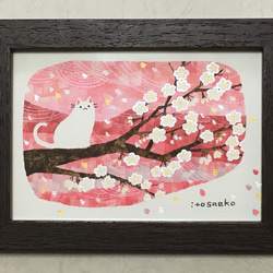 絵画「桜の上のネコ」 2枚目の画像