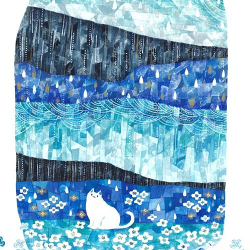 絵画「雨の地層と花とネコ」 絵画 伊藤彩恵子 通販 9138085｜Creema