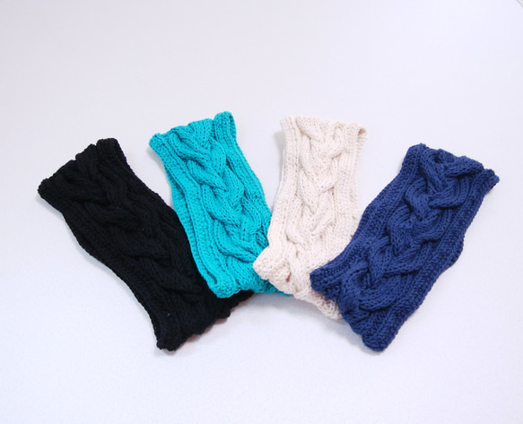 【受注制作】コットン100%手編み三つ編み模様ヘアバンド♡選べるカラー 4枚目の画像