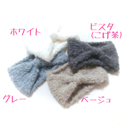 【受注制作】リボンデザインのアルパカ手編みヘアバンド♡大人サイズ 4枚目の画像