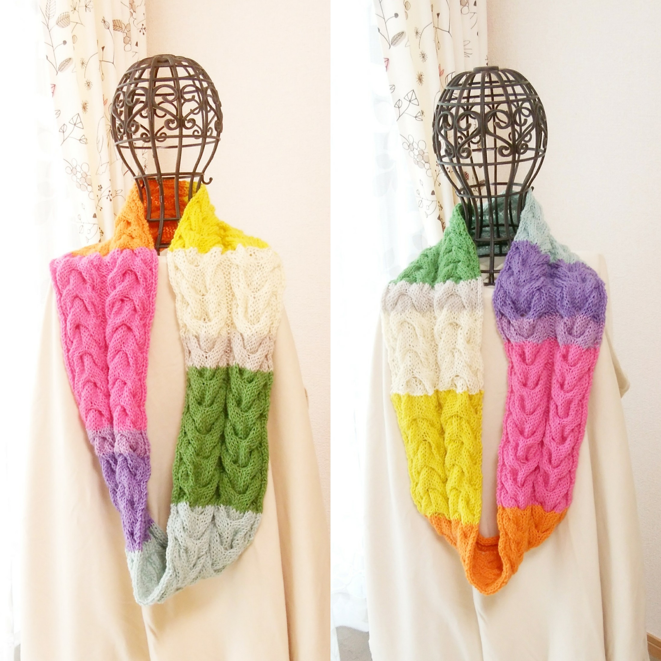 ウール100%手編みスヌード♡ミックスカラー