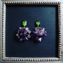 SALE！！《ピアス》Czech green × amethyst 2枚目の画像