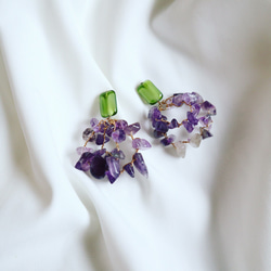 SALE！！《ピアス》Czech green × amethyst 6枚目の画像