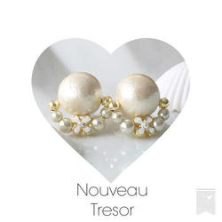 cotton pearl & flower earrings (キスカ) 1枚目の画像