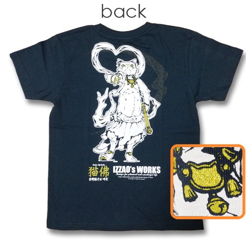 猫Tシャツ　金剛猫力士　吽形（かち色）【猫佛シリーズ4-2】