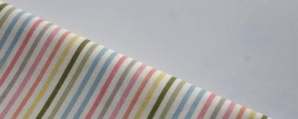 レインボー虹色 ストライプ 柄 布生地 棉麻 第3張的照片