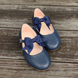 AliyBonnie童鞋 小香風菱格紋娃娃鞋-時尚藍 第1張的照片