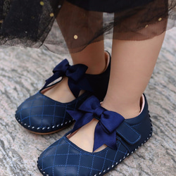 AliyBonnie童鞋 小香風菱格紋寶寶鞋-時尚藍12.5號 第8張的照片