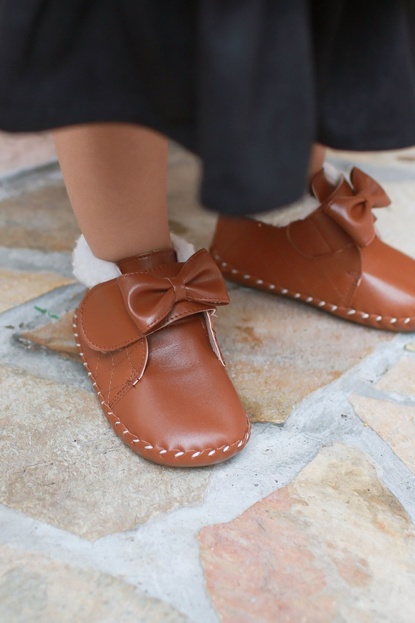 雪國小香風低筒寳寳靴-焦糖咖 第4張的照片