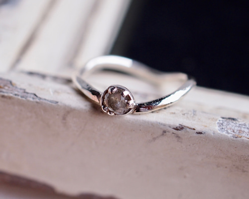一粒ローズカットダイヤモンドリング グレー系 (D13-07) 指輪・リング