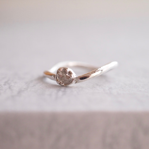 一粒ローズカットダイヤモンドリング グレー系 (D13-07) 指輪・リング